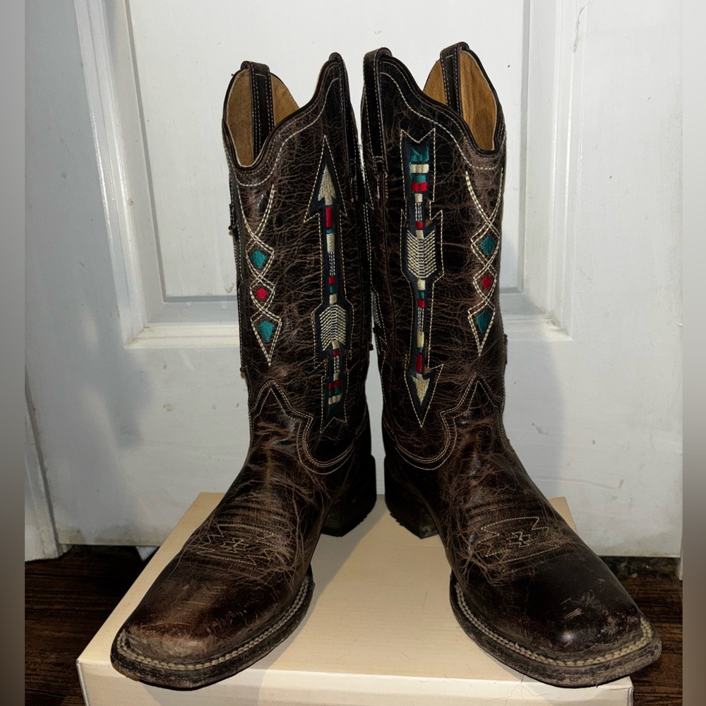 ROPER WOMEN'S ARROWS SQUARE WESTERN BOOTS - BROAD SQUARE TOE